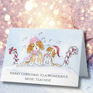 Musiklehrer Frohe Weihnachten CKCS Hunde Karte
