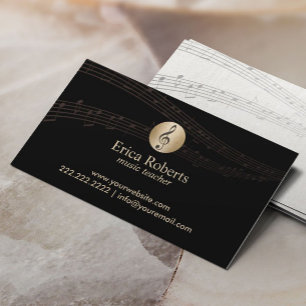 Musiklehrer Gold Clef Logo Elegantes Musikalisches Visitenkarte