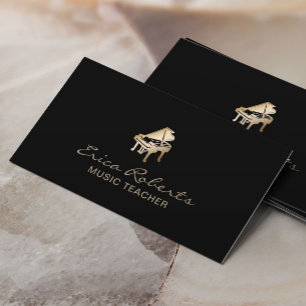 Musiklehrer Gold Piano Icon Classy Musical Visitenkarte