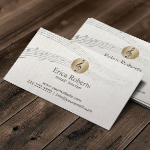 Musiklehrer Goldschlüssel Logo Elegantes Leinen Mu Visitenkarte