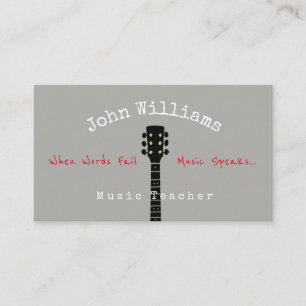 Musiklehrer graue Visitenkarte + Gitarrenhals