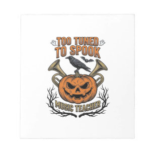 Musiklehrer Halloween-Kürbisgravur-Shirt De Notizblock