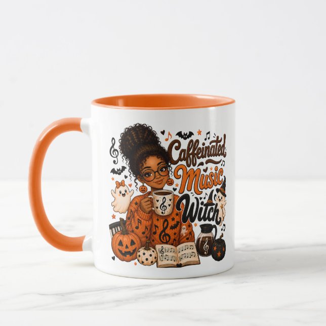 Musiklehrer-Kaffeehexe Orange Tasse (Links)