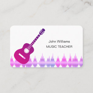 Musiklehrer Lila rosa Gitarrenmusiker Elegant Visitenkarte