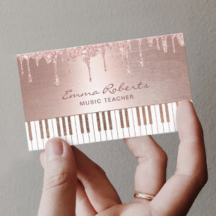 Musiklehrer Moderne Rose Gold Tropfen Klavier Musi Visitenkarte