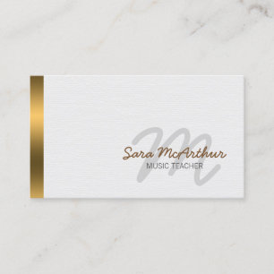 Musiklehrer Musician Skills Gold Cursive Monogram Visitenkarte