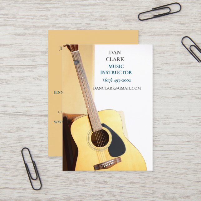Musiklehrer/Musiker/Akustikgitarre Visitenkarte (Vorderseite/Rückseite Beispiel)