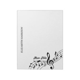 Musiklehrer Musiknoten Treble Clef Notepad Notizblock