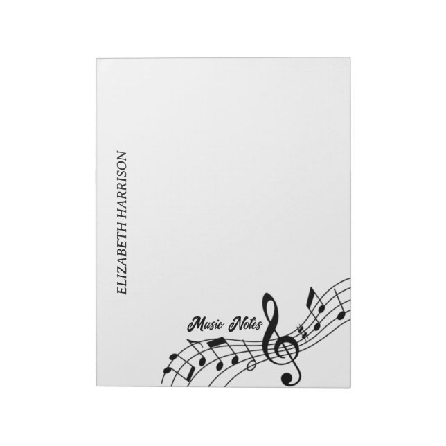 Musiklehrer Musiknoten Treble Clef Notepad Notizblock (Rotiert)