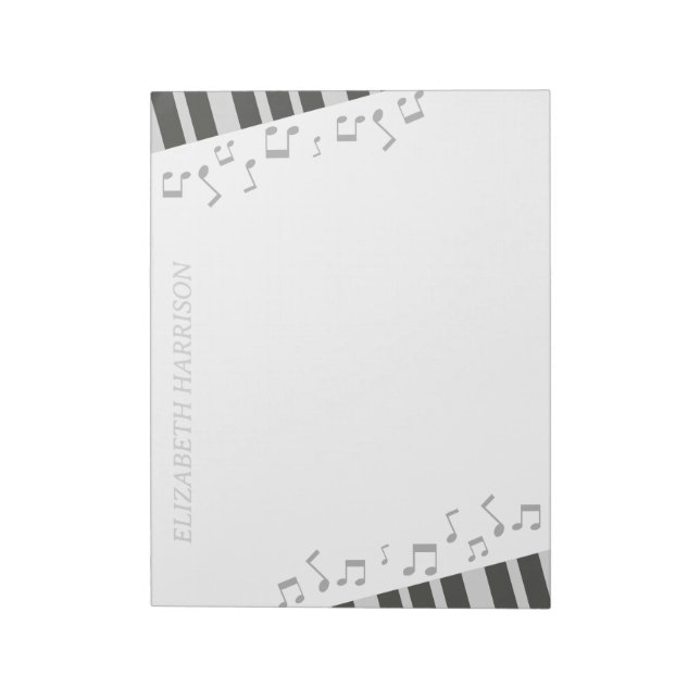 Musiklehrer Piano Keyboard Musiknoten Notepad Notizblock (Rotiert)