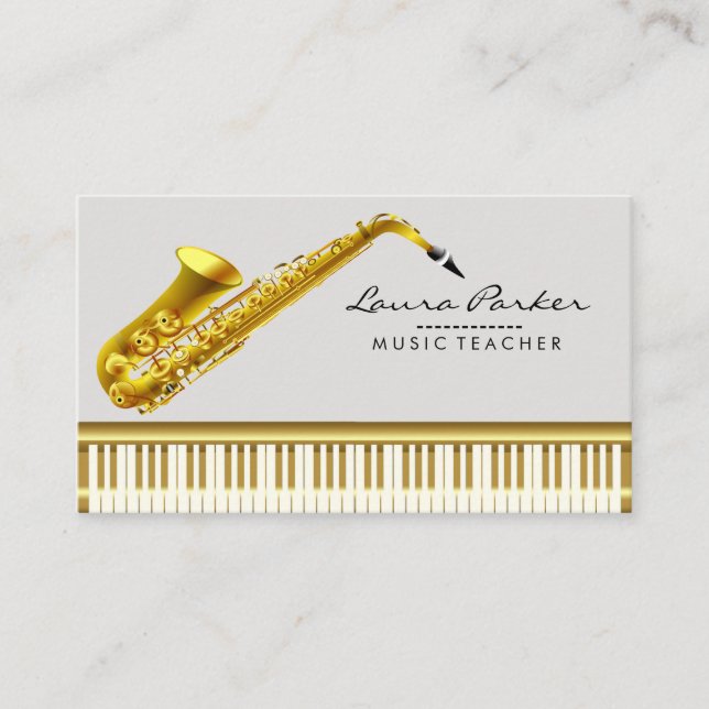 Musiklehrer Piano Klavier Saxophon Musiker Visitenkarte (Vorderseite)