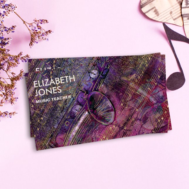 Musiklehrer Saxophone Kunst-Collage - gemischte Me Visitenkarte (Von Creator hochgeladen)