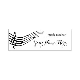 Musiklehrer Schwarz-Weiß-Melodie-Design Permastempel