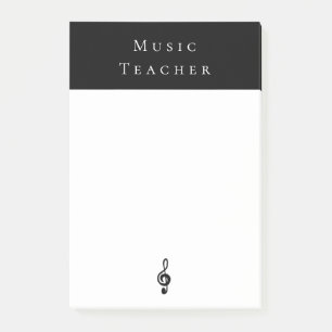Musiklehrer Treble Clef Schwarz-weiß Post-it Klebezettel