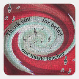 Musiklehrer Vielen Dank für die gute Swirl-Wertsch Quadratischer Aufkleber