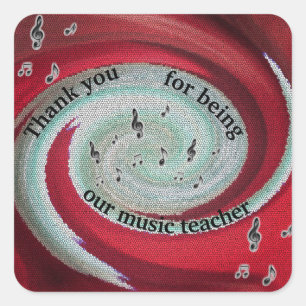 Musiklehrer Vielen Dank für die gute Swirl-Wertsch Quadratischer Aufkleber