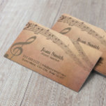 Musiklehrer Vintage Musiknoten Klasse Visitenkarte<br><div class="desc">Elegante Vintage Musiknoten Music Teacher Business Card.</div>