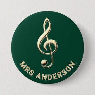 Musiklehrer Violinschlüssel Grün Personalisierter Button