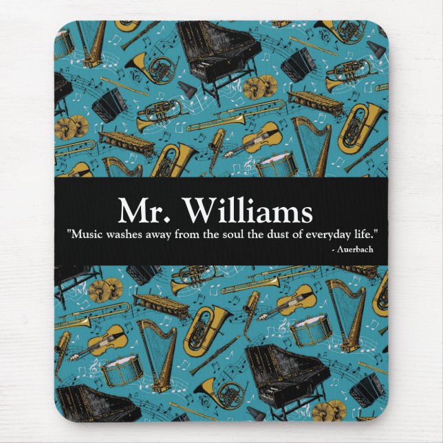 Musiklehrer, zurück zur Schule, Instrumente Mousepad (Vorne)