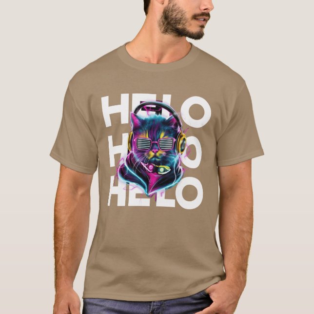 Musikliebender Katzenjunge T-Shirt (Vorderseite)