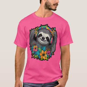 Musikliebhaber Flora Art Dj Sloth Edm Festival T-Shirt