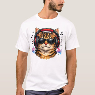 Musikliebhaber-Katze mit Kopfhörer T-Shirt