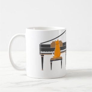 Musikliebhaber-Katze spielt Klavier Kaffeetasse