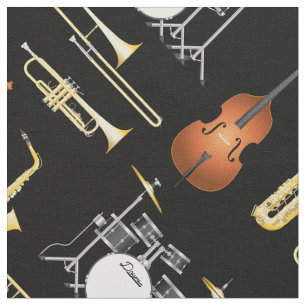 Musikmusikdekor der Jazzband Instrumente Stoff
