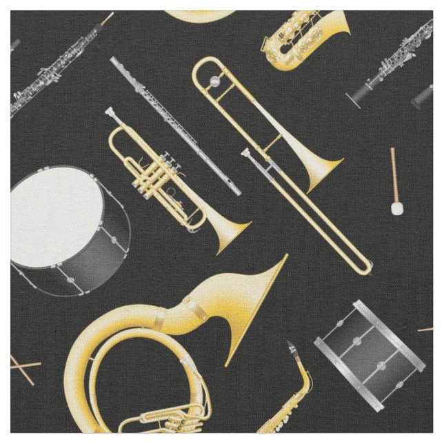 Musikmusikdekor der Marching Band Instruments Stoff (Nahaufnahme)
