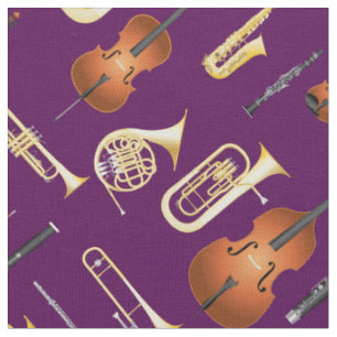 Musikmusikdekoration Orchestra Instruments Lila Stoff
