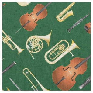 Musikmusikdekoration von Orchestra Instruments Grü Stoff