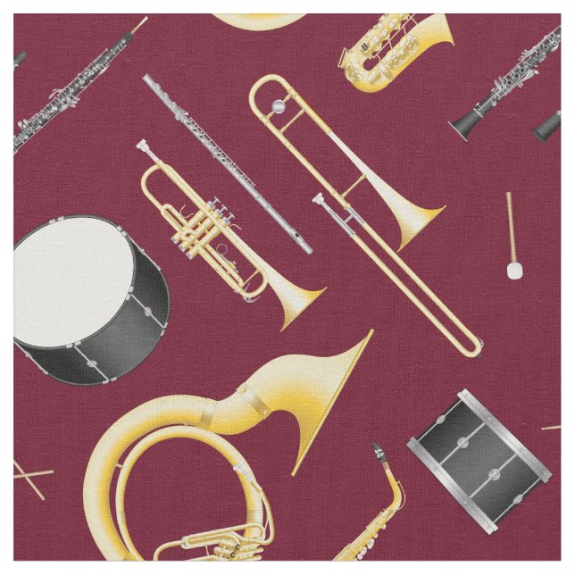 Musikmusiker Burgund der Marching Band Instruments Stoff (Nahaufnahme)