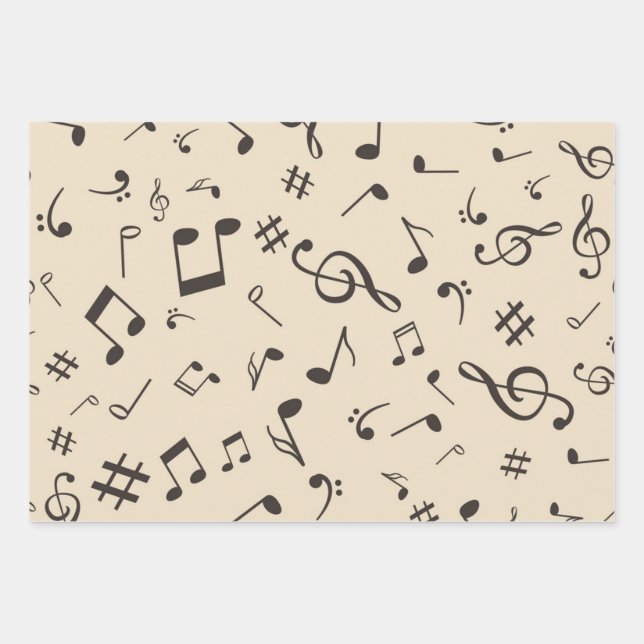 Musikmuster Geschenkpapier Set (Vorderseite)