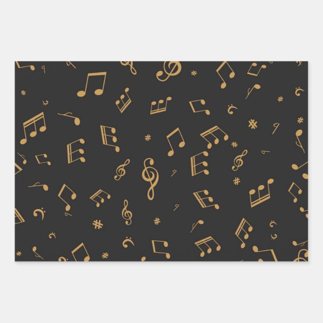 Musikmuster Geschenkpapier Set (Vorderseite)