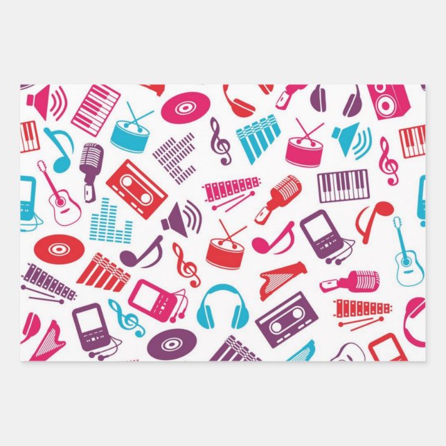 Musikmuster Geschenkpapier Set (Vorderseite)