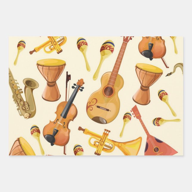 Musikmuster Geschenkpapier Set (Vorderseite)