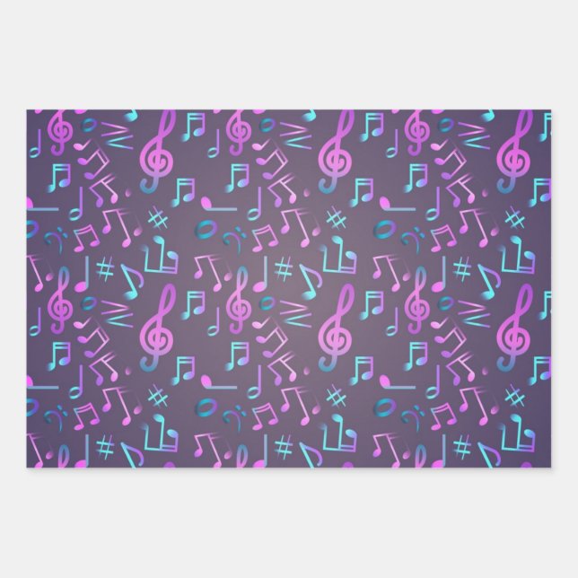 Musikmuster Geschenkpapier Set (Vorderseite)