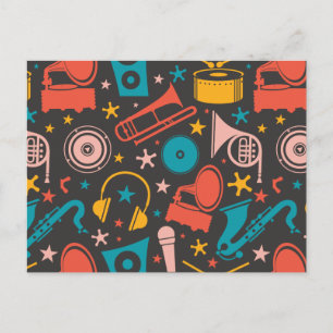 Musikmuster - Instrumente Postkarte