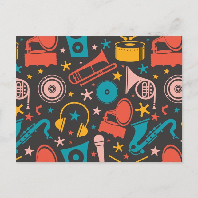 Musikmuster - Instrumente Postkarte (Vorderseite)