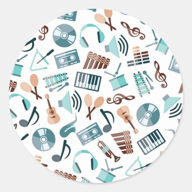 Musikmuster Runder Aufkleber (Vorderseite)