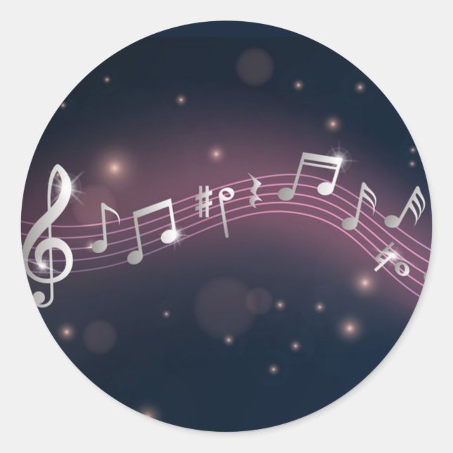Musikmuster Runder Aufkleber (Vorderseite)