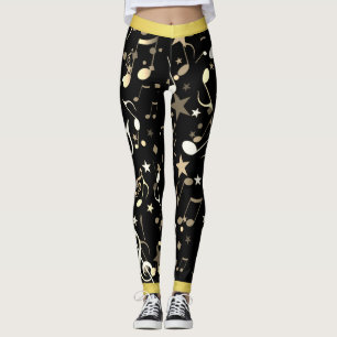 Musiknote auf Black mit Gold Trim Leggings