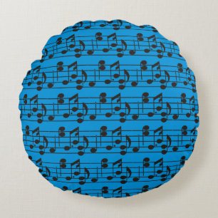 Musiknote Blatt Blau Rundes Kissen