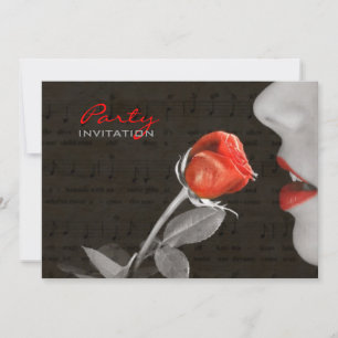 Musiknote blühte Valentinstag rote Rose Einladung