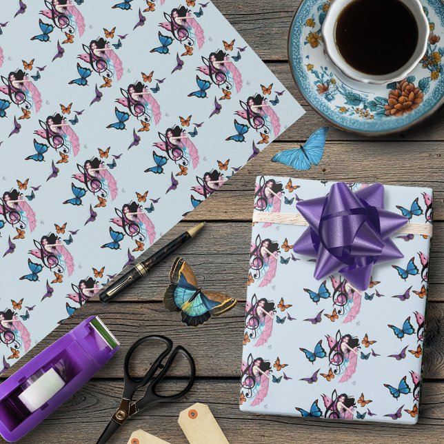 Musiknote Butterflies Fairy Geschenkpapier (Von Creator hochgeladen)