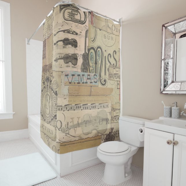 Musiknote Duschvorhang Gitarre Tuba Klavier (Beispiel)