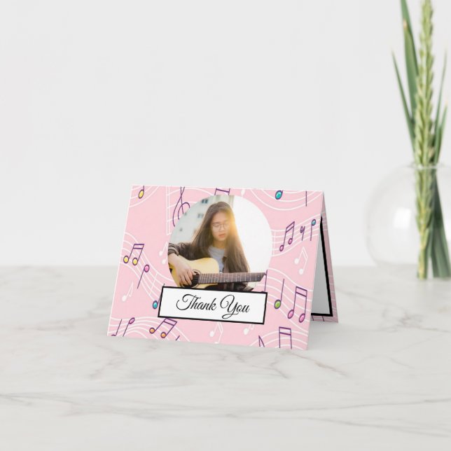 Musiknote farbenfrohe Muster Thema Musiker Foto Dankeskarte (Vorderseite)