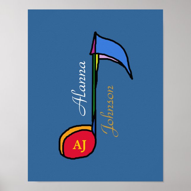 Musiknote farbige Kunst personalisiert Poster (Vorne)