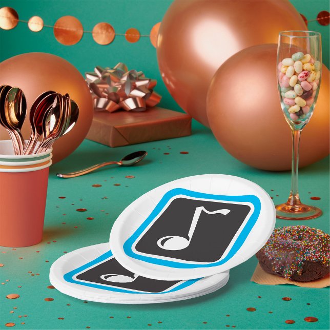 Musiknote Fett Minimalistisches musikalisches Symb Pappteller (Von Creator hochgeladen)