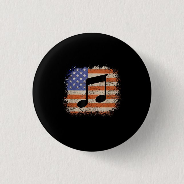 Musiknote für Männer Geschenk amerikanische Flagge Button (Vorderseite)